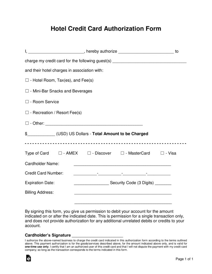 Free Hotel Credit Card Authorization Forms Word Pdf For Hotel 