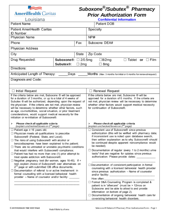 Free PerformRX Prior Rx Authorization Form PDF EForms