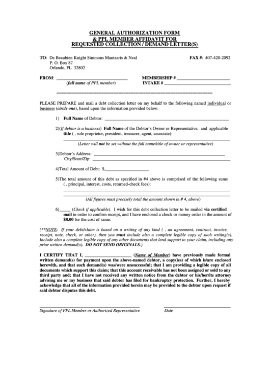 General Authorization Form Printable Pdf Download