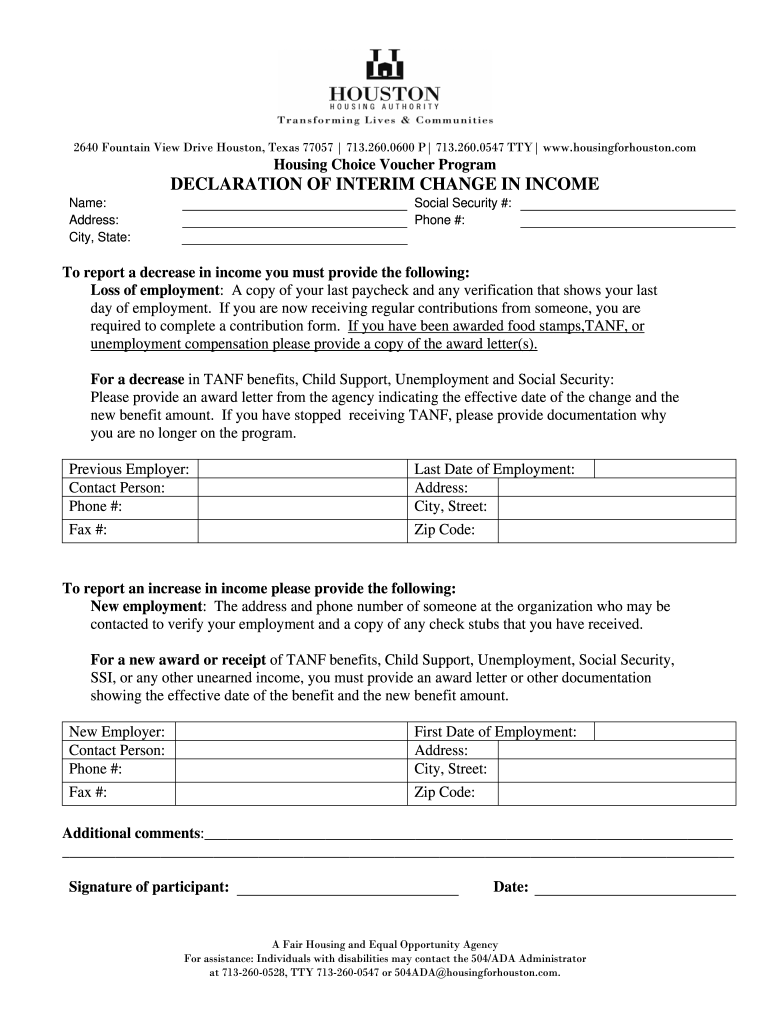 Houston Housing Authority Fill Online Printable Fillable Blank 