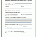 Information Release Authorization Form Free Word s Templates