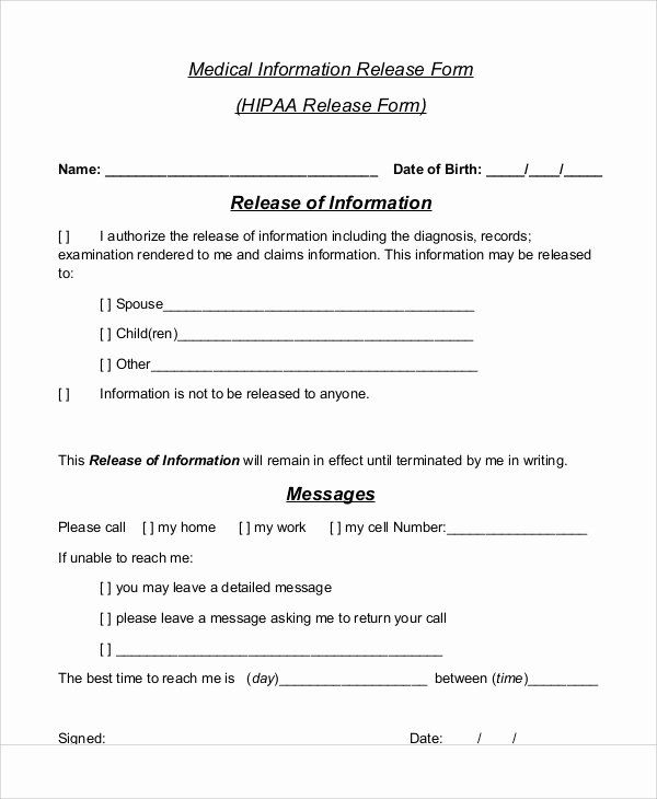 Information Release Form Template Unique Sample Medical Information 