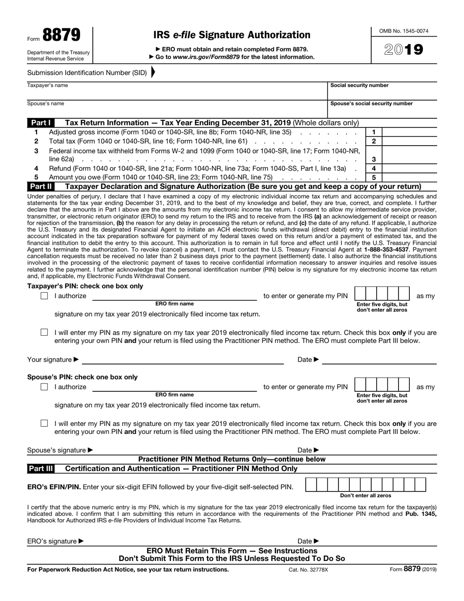 IRS Form 8879 Download Fillable PDF Or Fill Online IRS E File Signature 