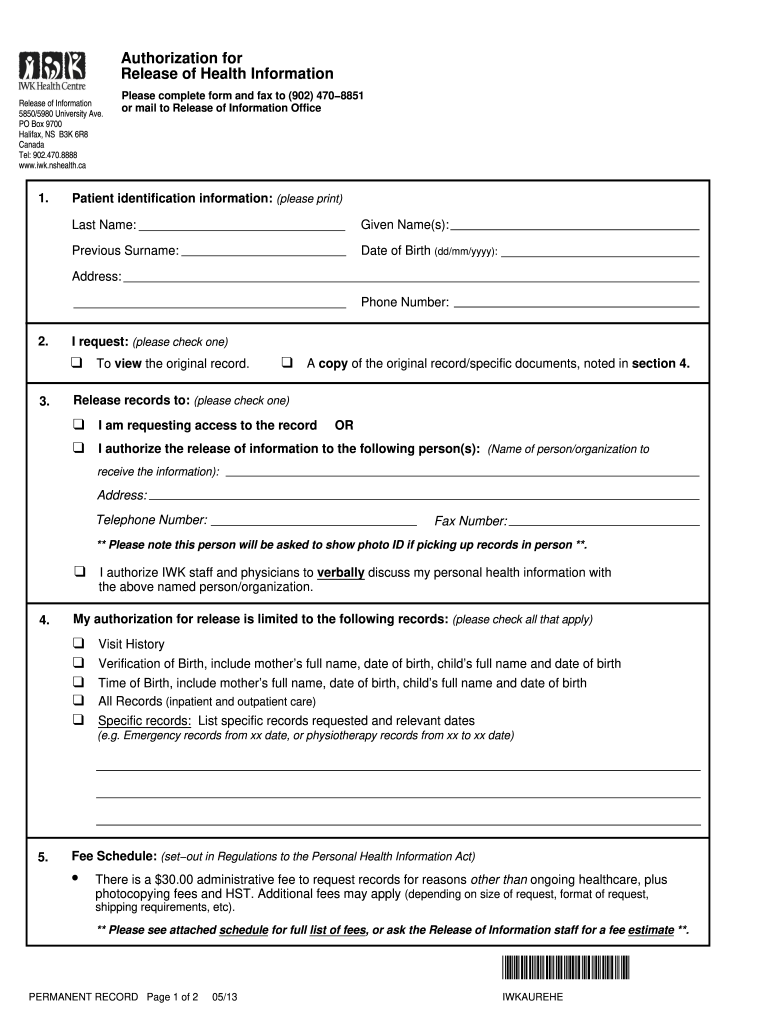 Iwk Release Of Information Fill Out Sign Online DocHub