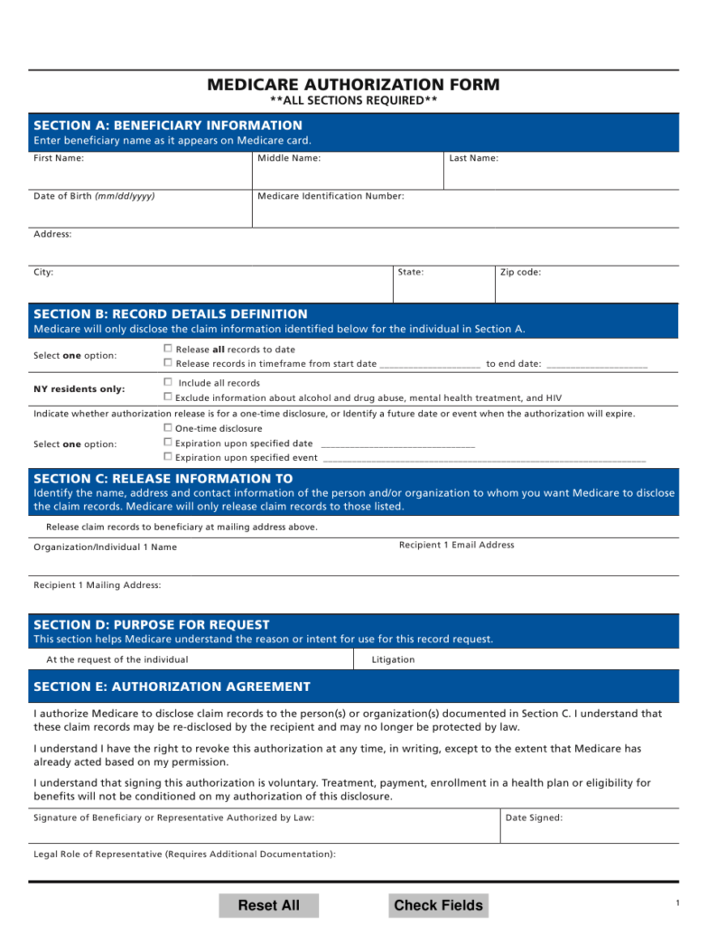 Medicare Authorization Form Download Fillable PDF Templateroller