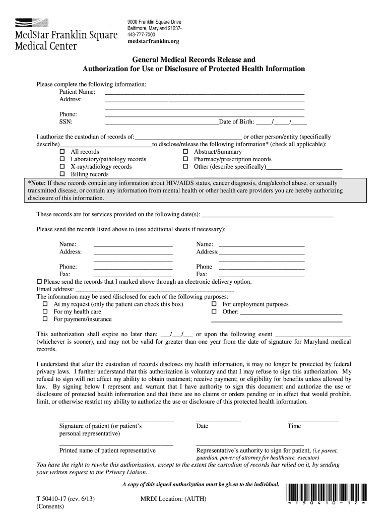 Medstar Franklin Square T 50410 17 2013 2022 Fill And Sign Printable