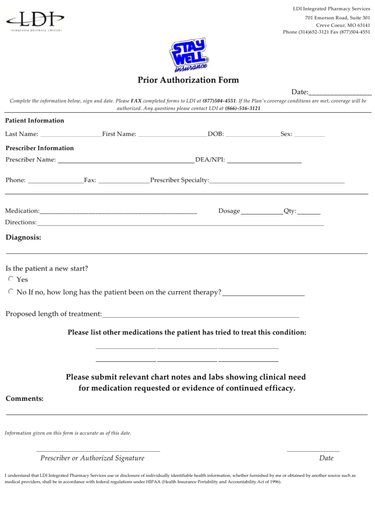 Missouri Prior Authorization Form Ldi Integrated Pharmacy Services 