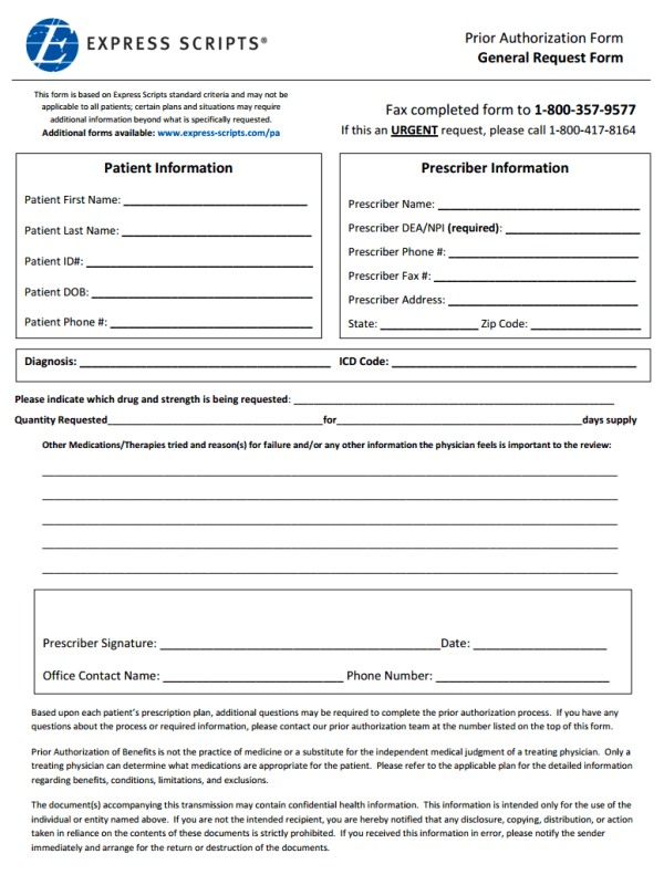 Practical Express Scripts Prior Authorization Form In Cardiovascular 