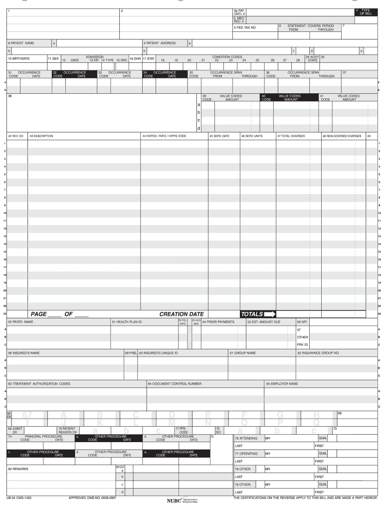 Printable Ub 04 Form Printable Form 2021