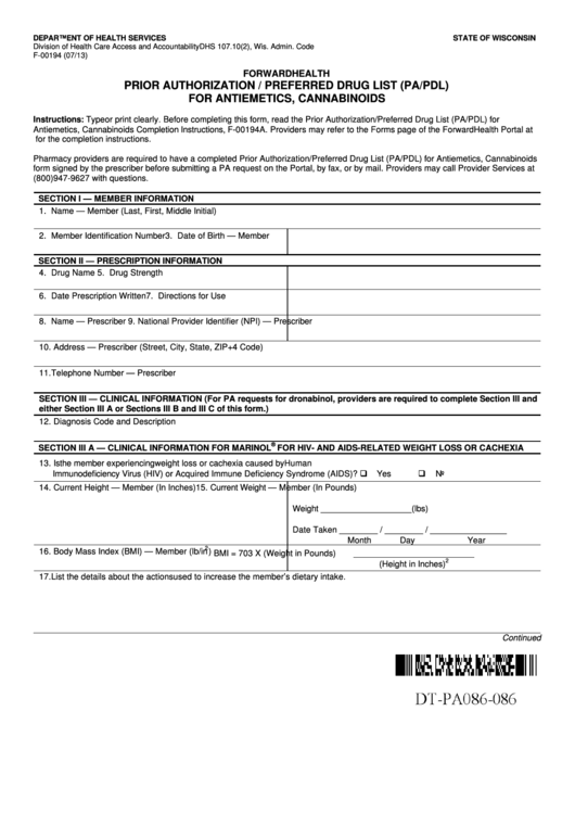 Prior Authorization Preferred Drug List Printable Pdf Download