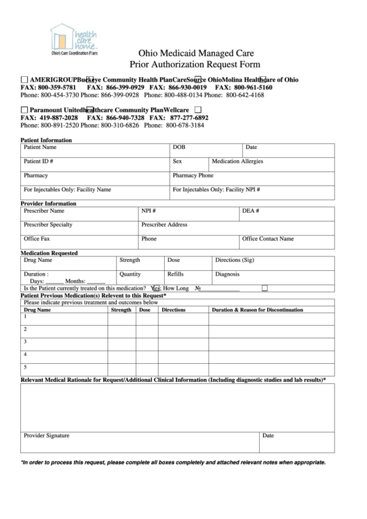 Prior Authorization Request Form Printable Pdf Download