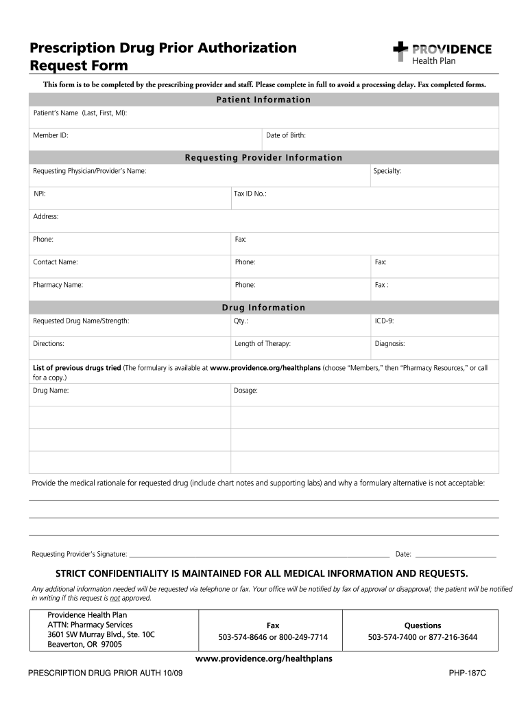 Providence Prior Authorization Form Fill Out Sign Online DocHub