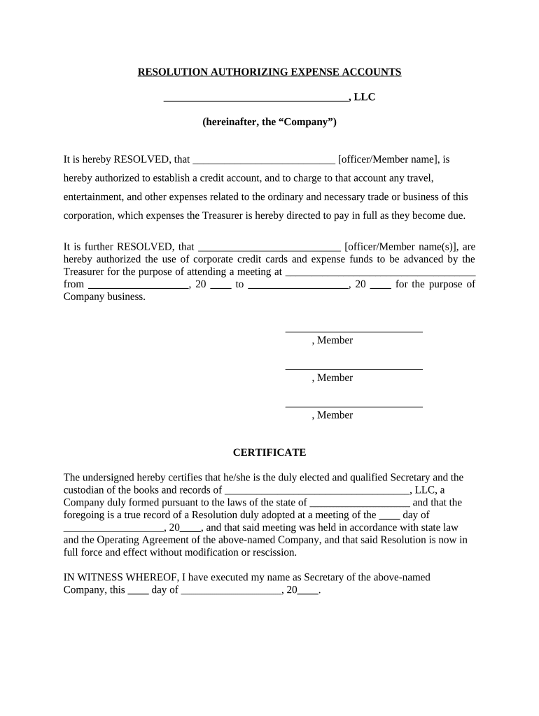 Resolution Llc Members Form Fill Out And Sign Printable PDF Template