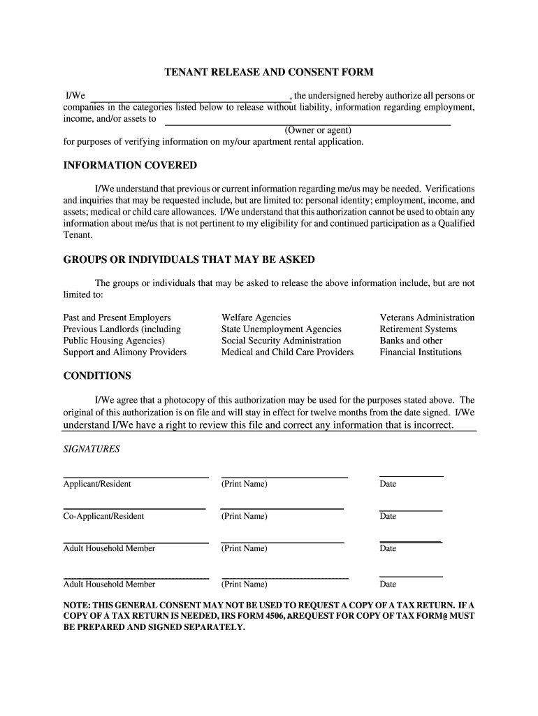 Tenant Release Form Fill Out Sign Online DocHub