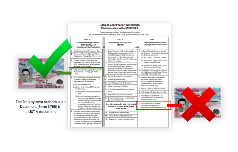 The Employment Authorization Document Form I 766 Is A LIST A Document ...