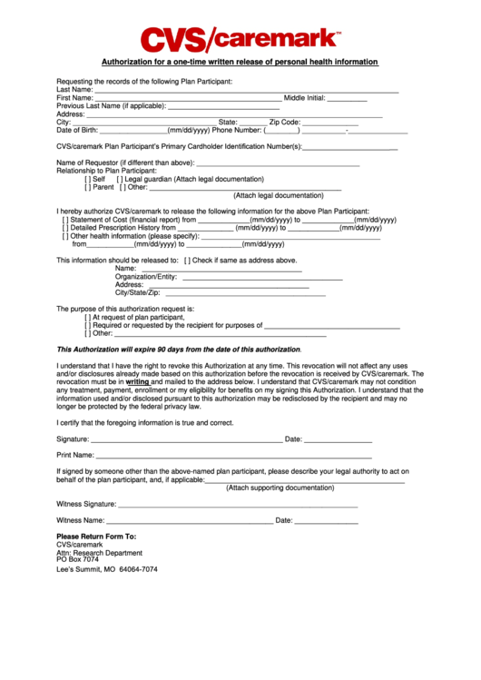 Cvs Pharmacy Prior Authorization Form