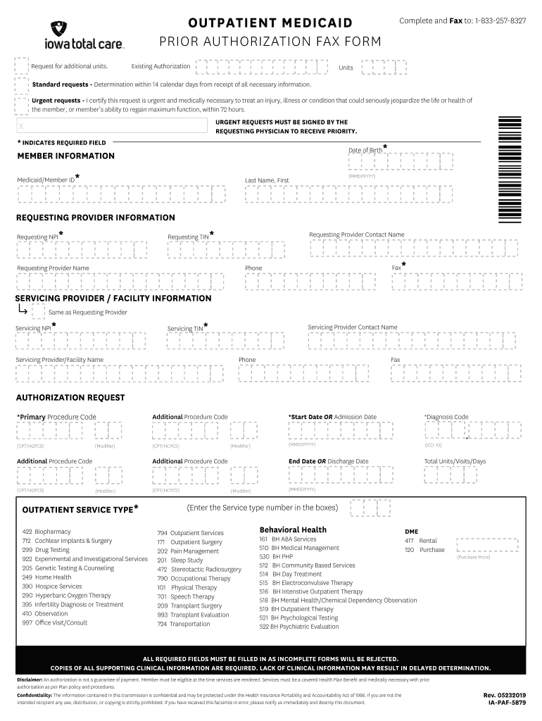 Total Care Outpatient Prior Authorization Form Fill Online Printable 