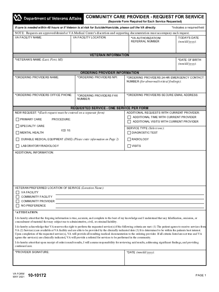 Va Form 10 10172 Fill Out And Sign Printable PDF Template SignNow