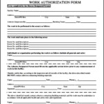 Work Authorization Form To Download Sample Templates Sample Templates